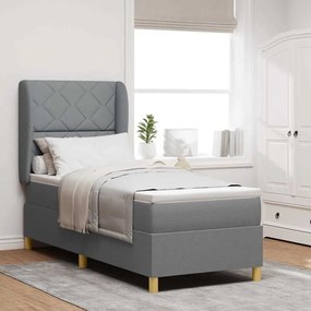 Κρεβάτι με στρώμα Box Spring vidaXL Γκρι 80x200 εκ. Υφάσματος