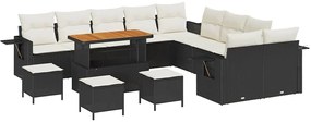 vidaXL Σετ Καναπέ Κήπου 14 pcs Μαύρο συνθετικό ρατάν