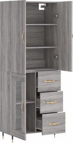 vidaXL Ντουλάπι Γκρι Sonoma 69,5 x 34 x 180 εκ. Επεξεργασμένο Ξύλο