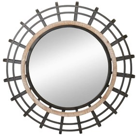 ARTEKKO Στρογγυλός Καθρέφτης Κατασκευασμένος από Σιδερένιες Ταινίες Λυγισμένες 79 x 79 x 13cm - Γυαλί - SA80145-DS