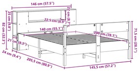 ΚΡΕΒΑΤΙ ΒΙΒΛΙΟΘΗΚΗ ΧΩΡΙΣ ΣΤΡΩΜΑ 140X200 ΕΚ ΜΑΣΙΦ ΞΥΛΟ ΠΕΥΚΟ 3322949