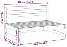 Καναπές Κήπου Μεσαίος Λευκός 120 x 80 εκ. από Μασίφ Ξύλο Πεύκου - Λευκό