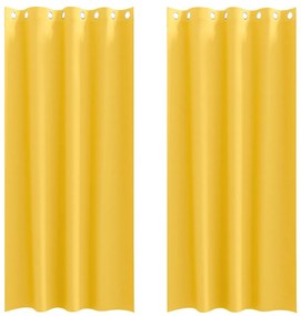 vidaXL Κουρτίνες με κουρτίνες 2 pcs κίτρινο μουσταρδί Πολυεστέρας
