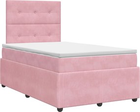 vidaXL Κρεβάτι box spring με στρώμα Ροζ 120 x 190 cm Βελούδο
