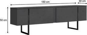 Έπιπλο τηλεόρασης Luxe Megapap χρώμα ανθρακί 180x30x50εκ.