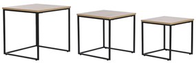 Σετ με 3 τραπέζια DKD Home Decor Μαύρο Μέταλλο 45 x 45 x 45 cm Ξύλο MDF