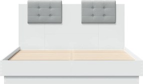 vidaXL Πλαίσιο Κρεβατιού με κεφαλάρι Λευκό 135x190 εκ Επεξεργ. Ξύλο