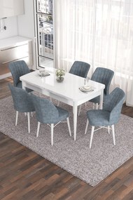 Extendable Dining Table &amp; Chairs Set (7 Pieces) Eva - White, Grey White
Grey