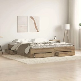 vidaXL Κρεβάτι με Συρτάρια Artisan Oak 180x200 cm Επεξεργασμένο Ξύλο