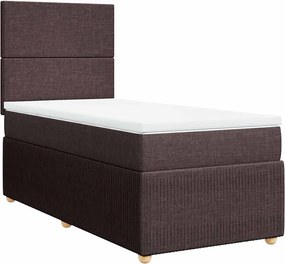 vidaXL Κρεβάτι Boxspring με Στρώμα Σκούρο Καφέ 100x200 εκ. Υφασμάτινο