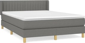 vidaXL Κρεβάτι Boxspring με Στρώμα Σκούρο Γκρι 140x200 εκ Υφασμάτινο