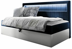 Κρεβάτι continental Baltimore 168, Μονόκλινο, Continental, Μπλε, 100x200, Οικολογικό δέρμα, Ταπισερί, Τάβλες για Κρεβάτι, 112x202x115cm, 83 kg