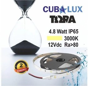 Ταινία LED 4,8W IP65 12V 3000K 4000K 6000K 5M TORA Cubalux 500006