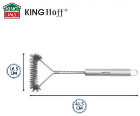 Βούρτσα καθαρισμού BBQ Kinghoff KH 1915, 41,5 cm, Εργονομική λαβή, Ατσάλινες τρίχες, Inox