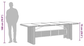 Τραπέζι Κήπου με Γυάλινη Επιφάνεια Καφέ 240x90x75 εκ Ρατάν - Καφέ