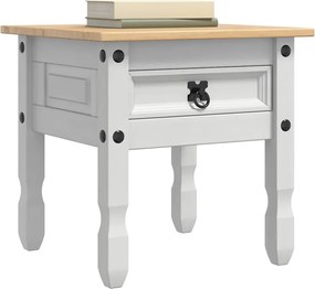vidaXL End Table με συρτάρι Corona Λευκό 50 x 50 x 50 εκατοστά
