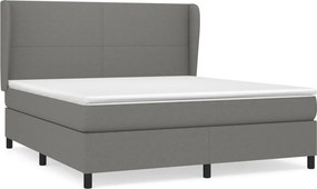 vidaXL Κρεβάτι Boxspring με Στρώμα Σκούρο Γκρι 180x200 εκ Υφασμάτιν