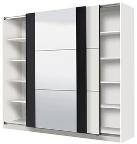 Ντουλάπα Sicilia 220 OG Λευκό - Μαύρο 217x62.5x210 εκ. 217x62.5x210 εκ.