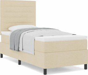 vidaXL Κρεβάτι με ελατήρια με στρώμα Κρεμ 100 x 200 cm ύφασμα