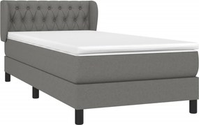 vidaXL Κρεβάτι Boxspring με Στρώμα Σκούρο Γκρι 100x200 εκ. Υφασμάτινο