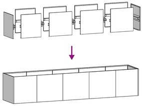 Ζαρντινιέρα Μαύρη 200x40x40 εκ. από Χάλυβα Ψυχρής Έλασης - Μαύρο