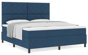 vidaXL Κρεβάτι Box Spring με Στρώμα Μπλε Σούπερ Κινγκ Ύφασμα