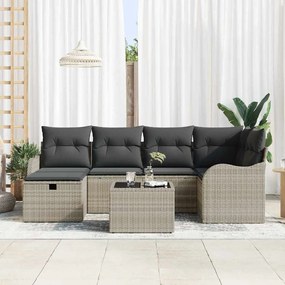 vidaXL Σετ κήπου  7 τεμαχίων με μαξιλάρια σε ανοιχτό γκρι