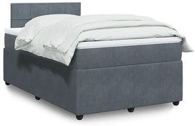 vidaXL Κρεβάτι Boxspring με Στρώμα Σκούρο Γκρι 120x190 εκ. Βελούδινο