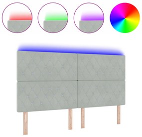 vidaXL LED κολλητή πλάτη Ανοιχτό γκρι 90 εκ Βελούδο
