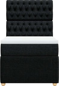 vidaXL Κρεβάτι Boxspring με Στρώμα Μαύρο 100 x 200 εκ. Υφασμάτινο