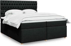 vidaXL Κρεβάτι Boxspring με Στρώμα Μαύρο 200x200 εκ. Υφασμάτινο