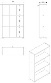 Βιβλιοθήκη Tomar 3 Λευκό 70x24,5x107,5 εκ. 70x24.5x107.5 εκ.