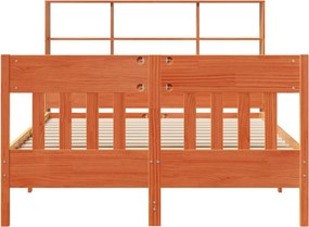 vidaXL Σκελετός Κρεβ. Χωρίς Στρώμα Καφέ Κεριού 135x190 εκ Μασίφ Πεύκο