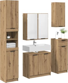 vidaXL Σετ Επίπλων Μπάνιου 5 τμχ. Artisan Oak Επεξεργασμένο Ξύλο