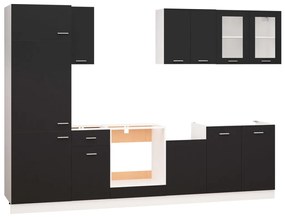 vidaXL Σετ Ντουλάπια Κουζίνας 8 Τεμαχίων Μαύρο από Μοριοσανίδα