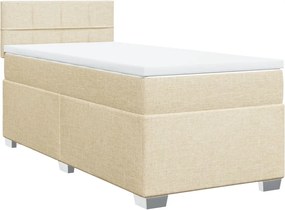 vidaXL Κρεβάτι Boxspring με Στρώμα Κρεμ 100 x 200 εκ. Υφασμάτινο