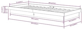 Πλαίσιο Κρεβατιού Μαύρο 75 x 190εκ. από Μασίφ Ξύλο Small Single - Μαύρο