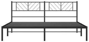 vidaXL Πλαίσιο Κρεβατιού με Κεφαλάρι Μαύρο 193 x 203 εκ. Μεταλλικό