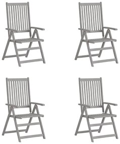 3065517 vidaXL Καρέκλες Κήπου Ανακλινόμενες 4 τεμ. Γκρι από Μασίφ Ξύλο Ακακίας Γκρι, 1 Τεμάχιο