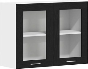 vidaXL Κρεμαστό ντουλάπι με ράφι Lyon Μαύρη Οξυά 80 x 31 x 60 εκ