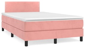 vidaXL Κρεβάτι Boxspring με Στρώμα Ροζ 120x200 εκ. Βελούδινο
