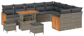 vidaXL Σετ Καναπέ Κήπου 12 pcs Γκρι 90 x 55 x 71 cm συνθετικό ρατάν