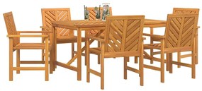 vidaXL Σέτ φαγητού για κήπο 7 pcs Καφέ 150 x 90 x 74 cm