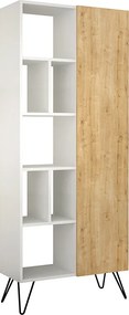 Βιβλιοθήκη Jedda Megapap χρώμα λευκό - sapphire oak 80,6x29,6x191εκ.