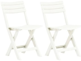 vidaXL Καρέκλες Κήπου Πτυσσόμενες 2 τεμ. Λευκές Πλαστικές