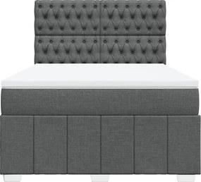 vidaXL Κρεβάτι Boxspring με Στρώμα Σκούρο Γκρι 140x200 εκ Υφασμάτινο