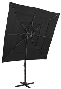 Ομπρέλα 4 Επιπέδων Μαύρη 250 x 250 εκ. με Ιστό Αλουμινίου