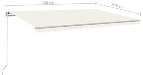 Τέντα Συρόμενη Αυτόματη με Στύλους Κρεμ 5x3,5 μ. - Κρεμ