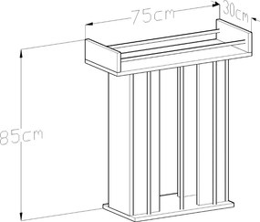 Stewehome Κονσόλα με ράφι μοντέρνου στιλ 75x85x85 cm