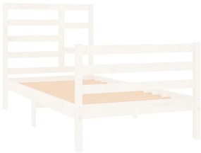 vidaXL Πλαίσιο Κρεβατιού Λευκό 90 x 190 εκ. Μασίφ Ξύλο Single